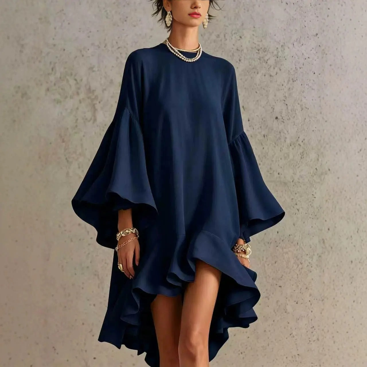 Vestido Sofisticado Amelia com Babados e Corte Assimétrico