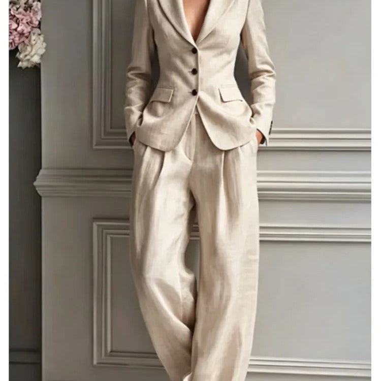 Victoria Conjunto Elegante com Blazer Ajustado e Calças Amplas