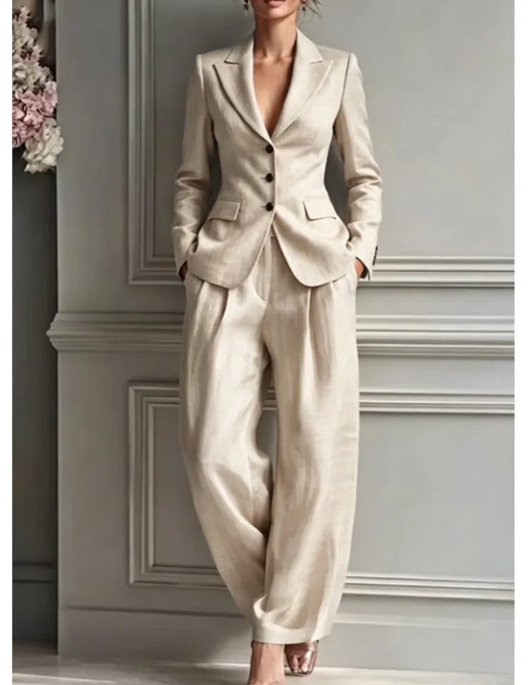 Victoria Conjunto Elegante com Blazer Ajustado e Calças Amplas