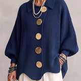 Victoire | Cardigan Oversized com Botões Dourados Elegantes
