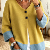 Jennifer™ | Cardigan em malha color-block