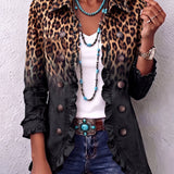 Sabina | Blazer de Leopardo Negro com Volantes
