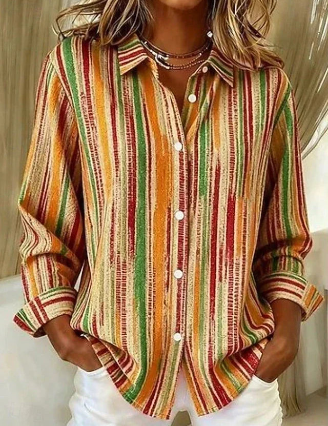 Delamont Paris | Chemisier Vintage Listrado Multicolorido com Botões
