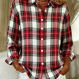 Delamont Paris | Blusa Vintage em Estampa Xadrez com Botão Frontal