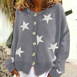 Cardigan de Malha com Estampa de Estrelas