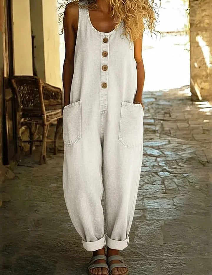 Graça - Macacão de Algodão Denim Lavado Vintage
