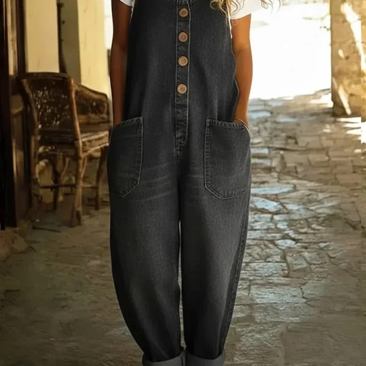 Graça - Macacão de Algodão Denim Lavado Vintage