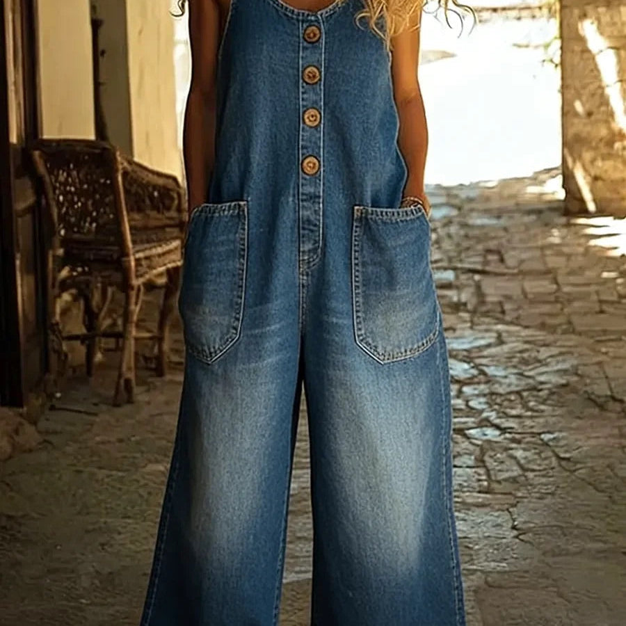 Graça - Macacão de Algodão Denim Lavado Vintage