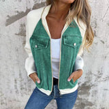 🔥 Promoção de Primavera: -50% 🔥 Casaco em denim com fecho éclair para mulheres