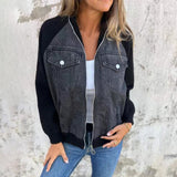 🔥 Promoção de Primavera: -50% 🔥 Casaco em denim com fecho éclair para mulheres