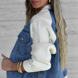 🔥 Promoção de Primavera: -50% 🔥 Casaco em denim com fecho éclair para mulheres