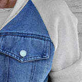🔥 Promoção de Primavera: -50% 🔥 Casaco em denim com fecho éclair para mulheres