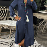 Helena - Vestido Camisa de Denim Casual Elegante