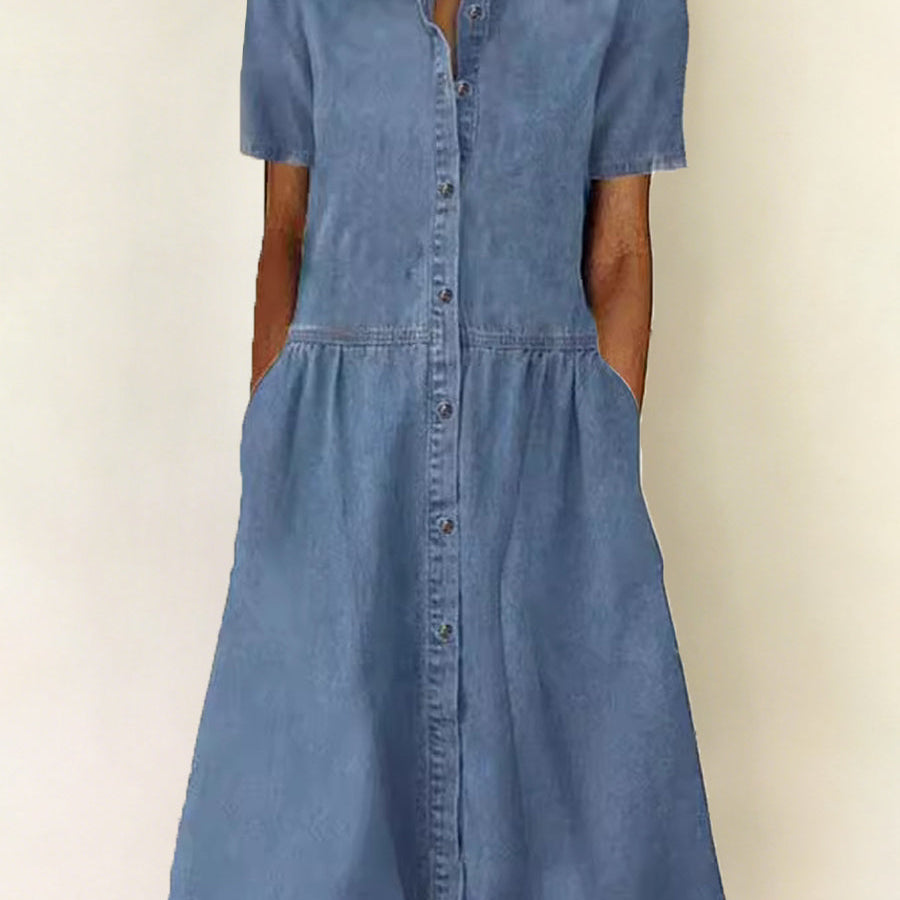 Carolina - Vestido de Jeans de Manga Curta