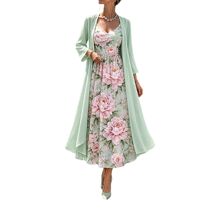 🌸👗Conjunto de duas peças florido elegante para mulher – o look perfeito para as férias de verão✨