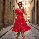 🌸 Vestido Floral com Decote em V e Cintura Torcida – Elegante e Casual para Qualquer Ocasião