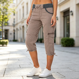 Calças Capri Cargo de cintura alta para mulheres