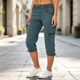 Calças Capri Cargo de cintura alta para mulheres