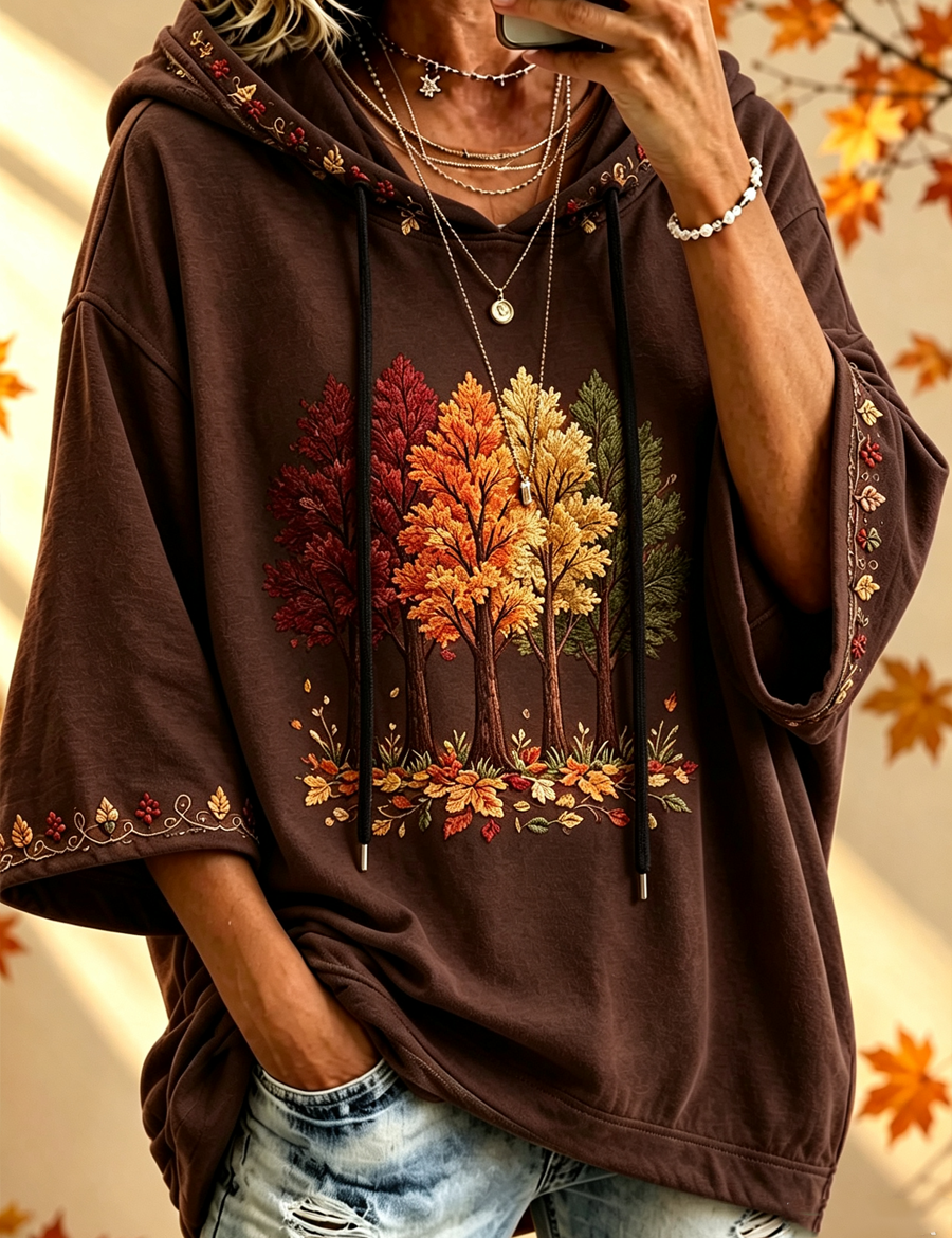 Maria | Hoodie Oversized com Estampa Outonal
