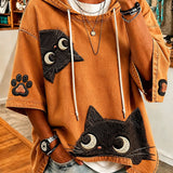 Ioana | Hoodie Oversized com Estampa Divertida de Gatos