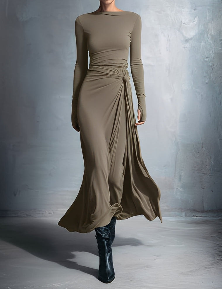 Naomie | Vestido Maxi com Detalhe de Nó Lateral
