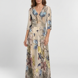 Caroline | Maxi Dress with Floral Print and Three-Quarter Sleeves