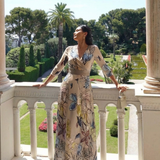 Caroline | Maxi Dress with Floral Print and Three-Quarter Sleeves
