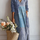 Clémence | Long Blue Mosaic Dress