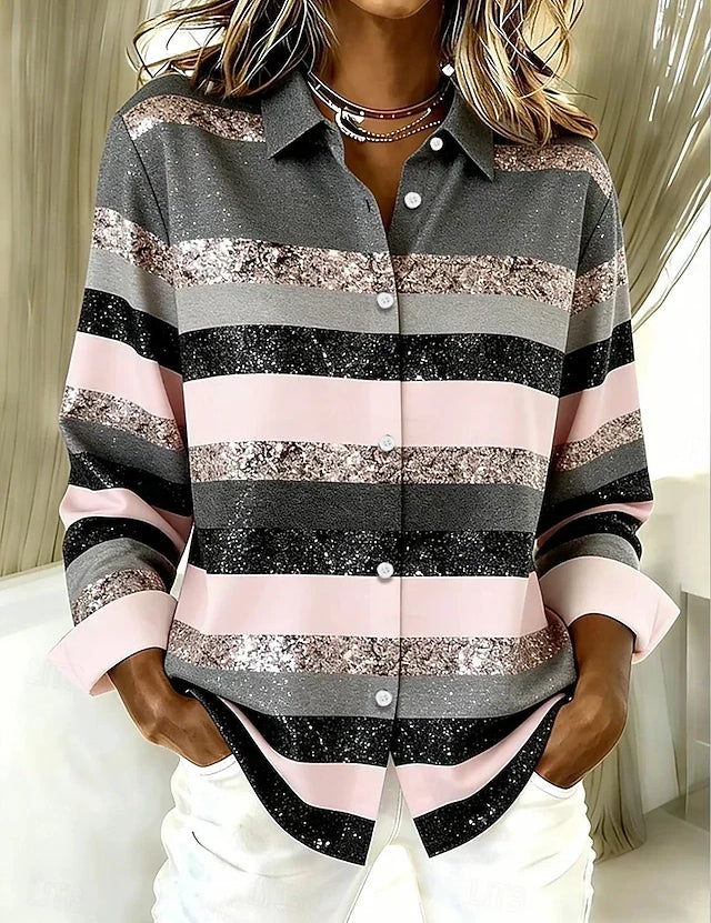 Delamont Paris | Camisa Casual com Listras Horizontais e Botões