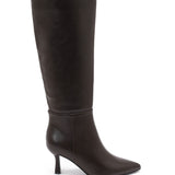 Ziana - Sapatos de Couro Tipo Kitten com Tacão Baixo em Tom Castanho